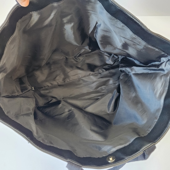 Victoria's Secret Logo Sequin Tote Bag Black Canvas Red Pink Large - Picture 8 of 14